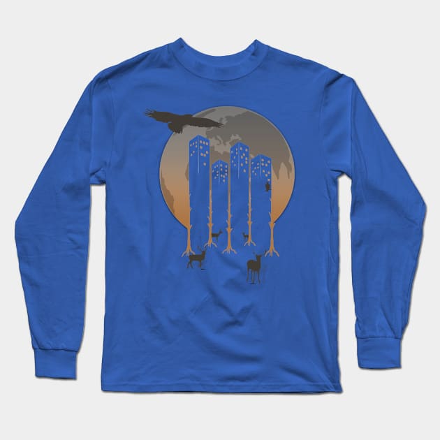 Save The Planet - City Night glow Long Sleeve T-Shirt by MellowGroove